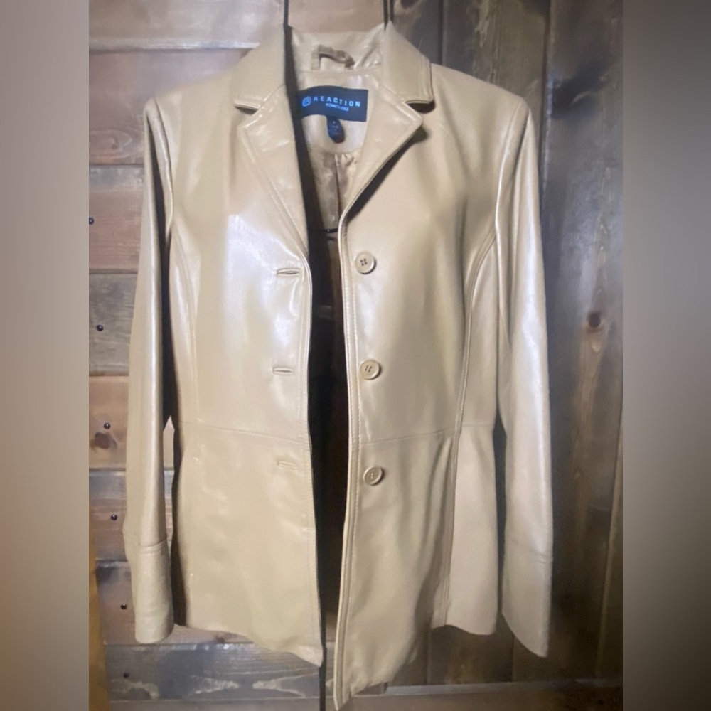 GORGEOUS Camel Color Real Leather Jacket! Reaction by Kenneth Cole Size Medium